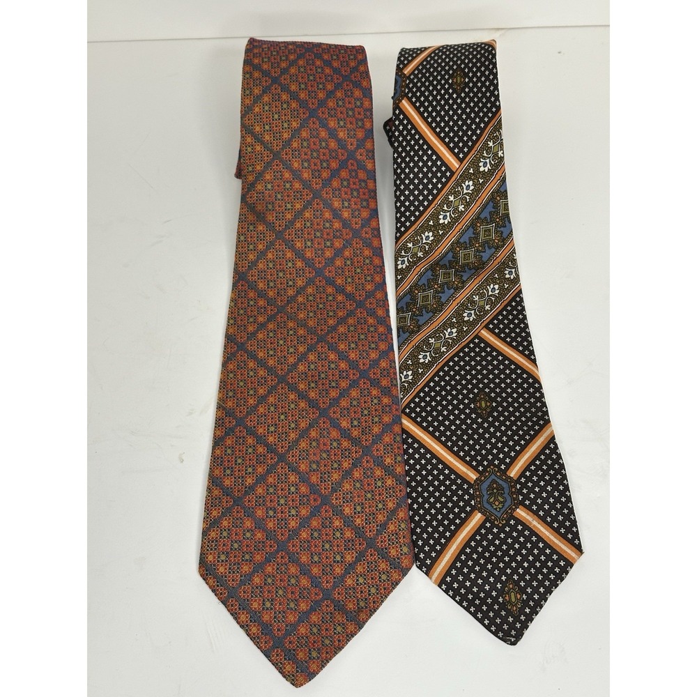 Michel, Men's Vintage‎ Cravat Neckties, Lot Of 2, Multicolor/Pattern